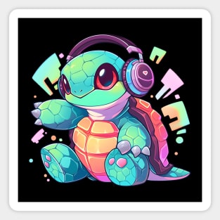 Cool Green Turtle with Headphones Magnet